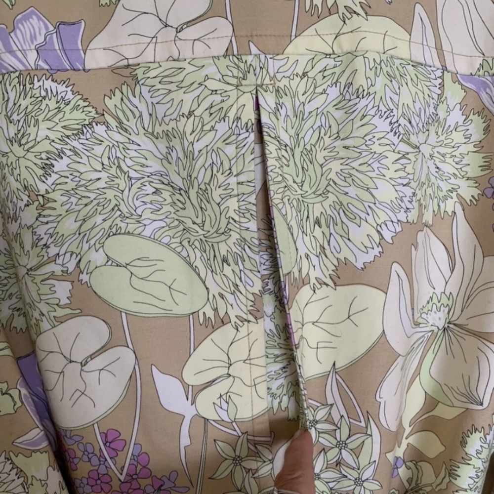 VINTAGE Yk2 Mossimo Women's Beige Floral Belted Collared Trench Coat Size XL - Picture 3 of 7